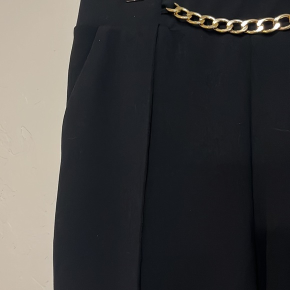 Gold Chain Belt Black Slacks with Elastic Waistband - Picture 3 of 6